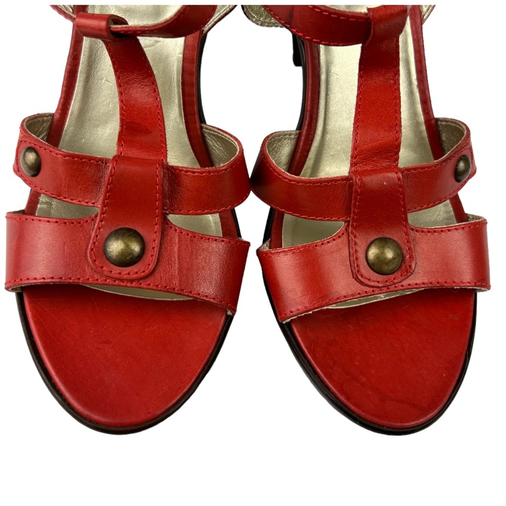 Sundance Rust Color Leather T-Strap Platform Heel… - image 7